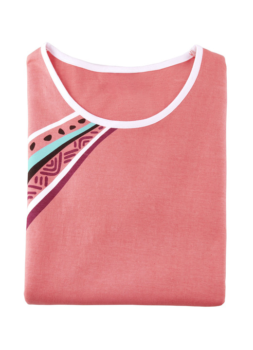 Kurzarm - Zweierpack Nachthemden, kürzer geschnitten aus Baumwolle, in Größe 036 bis 052, in Farbe 1X TÜRKIS, 1X KORALLE Ansicht 6