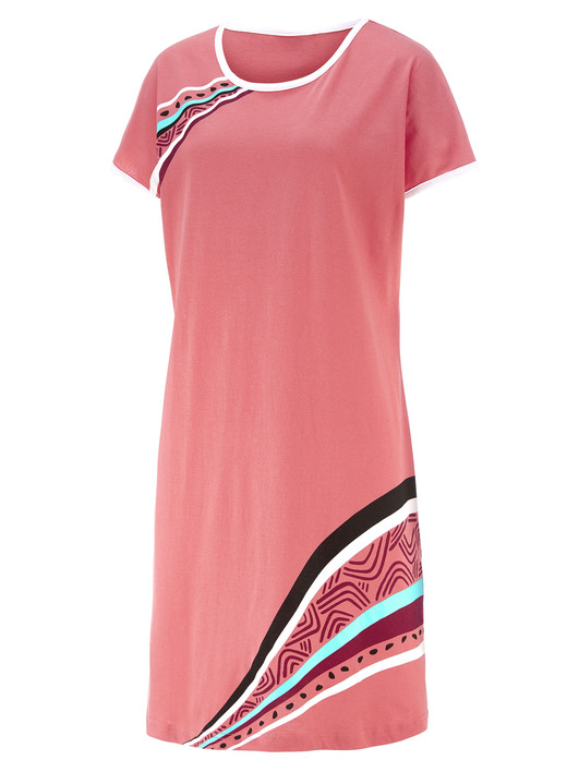 Kurzarm - Zweierpack Nachthemden, kürzer geschnitten aus Baumwolle, in Größe 036 bis 052, in Farbe 1X TÜRKIS, 1X KORALLE Ansicht 5