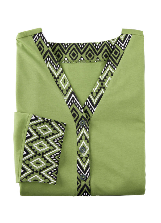 Langarm - Zweierpack Nachthemden mit 3/4 langen Ärmeln , in Größe 036 bis 054, in Farbe 1X SAFRAN, 1X OLIV Ansicht 4