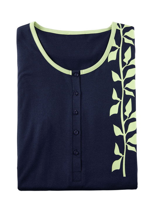 Nachthemden Langarm - Zweierpack Nachthemden, kürzer geschnitten mit Knopfleiste , in Größe 036 bis 054, in Farbe 1X MARINE, 1X OLIV Ansicht 2