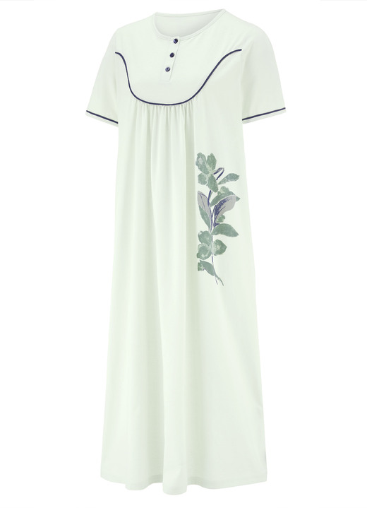 Kurzarm - Wadenlanges Nachthemd mit Knopfleiste und kurzen Ärmeln , in Größe 038 bis 060, in Farbe FLIEDER Ansicht 4