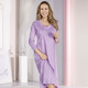 Langarm - Nachthemd, knöchellang und gebogten Abschlüssen , in Größe 036 bis 056, in Farbe HELLBLAU – Farbe FLIEDER – Ansicht 1