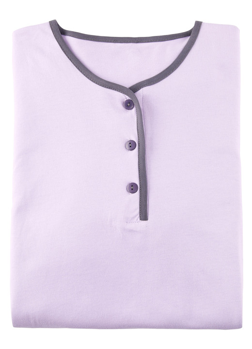 Nachthemden Langarm - Nachthemd, Langarm mit Knopfleiste, in Größe 036 bis 054, in Farbe BLEU Ansicht 4