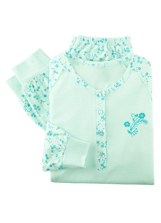 Schlafanzüge & Shortys - Zweierpack Schlafanzüge mit Bündchenabschlüssen , in Größe 036 bis 056, in Farbe 1X ROSA-BUNT, 1X MINT-BUNT Ansicht 5