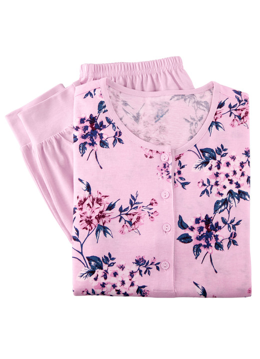 Schlafanzüge & Shortys - Zweierpack Schlafanzüge, Langarm und Knopfleiste , in Größe 036 bis 058, in Farbe 1X SALBEI-BUNT, 1X ROSÉ-BUNT Ansicht 6