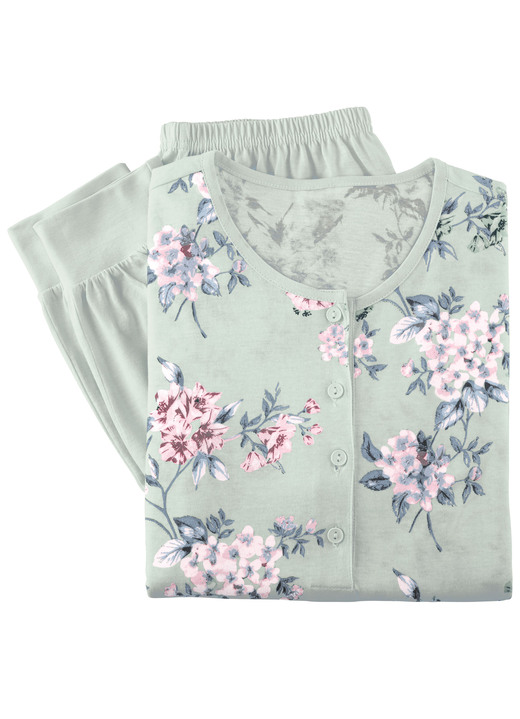 Schlafanzüge & Shortys - Zweierpack Schlafanzüge, Langarm und Knopfleiste , in Größe 036 bis 058, in Farbe 1X SALBEI-BUNT, 1X ROSÉ-BUNT Ansicht 3