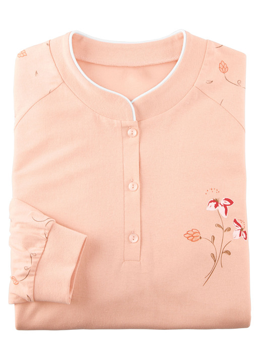 Nachthemden Langarm - Nachthemd, Langarm mit Bündchen und Knopfleiste Ansicht 4 Nachthemden Langarm - Nachthemd, Langarm mit Bündchen und Knopfleiste, in Größe 036 bis 058, in Farbe BLEU Ansicht 4