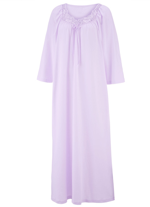 Nachthemden Langarm - Nachthemd, knöchellang und Stickereispitze , in Größe 038 bis 056, in Farbe GLETSCHER Ansicht 3