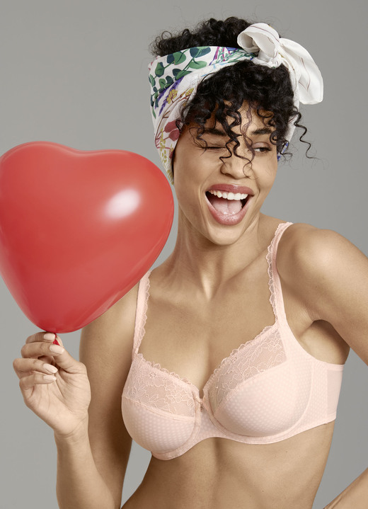 Bügel-BH - Rosa Faia Bügel-BH mit elastischer Spitze, in Größe 075 bis 105, in Cup E, in Farbe SCHWARZ-PUDER Ansicht 7