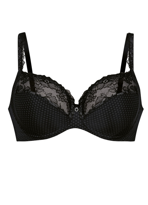 Bügel-BH - Rosa Faia Bügel-BH mit elastischer Spitze, in Größe 075 bis 105, in Cup E, in Farbe SCHWARZ-PUDER Ansicht 4