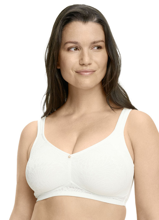 Soft-BH - Susa BH mit unterlegter Elastikspitze, in Größe 075 bis 100, in Cup B, in Farbe SCHWARZ-PUDER Ansicht 6