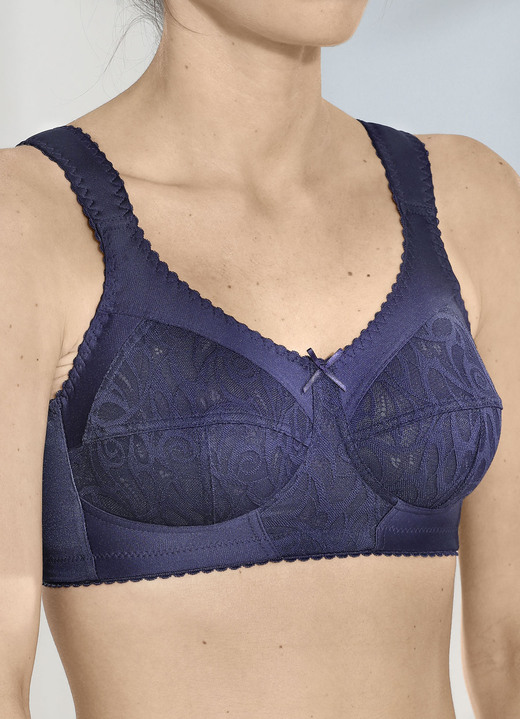 Soft-BH - BH mit unterlegter Elastikspitze, in Größe 080 bis 110, in Cup E, in Farbe MARINE Ansicht 1