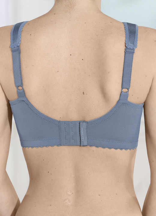 Soft-BH - Glamorise Stütz-BH mit Spitze Ansicht 3 Soft-BH - Glamorise Stütz-BH mit Spitze, in Größe 080 bis 130, in Cup E, in Farbe RAUCHBLAU Ansicht 3