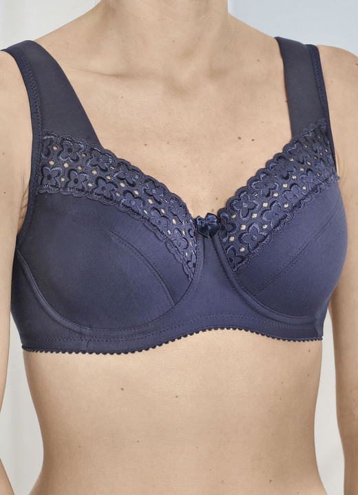Bügel-BH - Miss Mary Bügel-BH mit hübscher Stickerei, in Größe 075 bis 105, in Cup C, in Farbe MARINE Ansicht 3