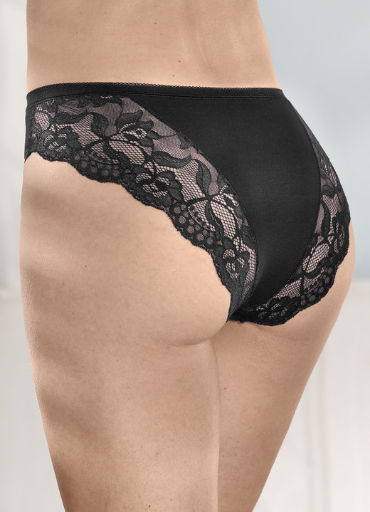 Slips - Laurina Viererpack Slips mit floraler Elastikspitze, in Größe 036 bis 050, in Farbe 2X BURGUND, 2X SCHWARZ Ansicht 3