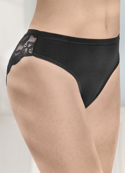 Slips - Laurina Viererpack Slips mit floraler Elastikspitze, in Größe 036 bis 050, in Farbe 2X BURGUND, 2X SCHWARZ Ansicht 4