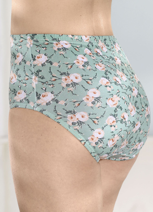 Slips - Viererpack Slips mit hübschem Blumendessin, in Größe 038 bis 056, in Farbe 2X JADE-PUDER-GRÜN BEDRUCKT, 2X JADE Ansicht 2