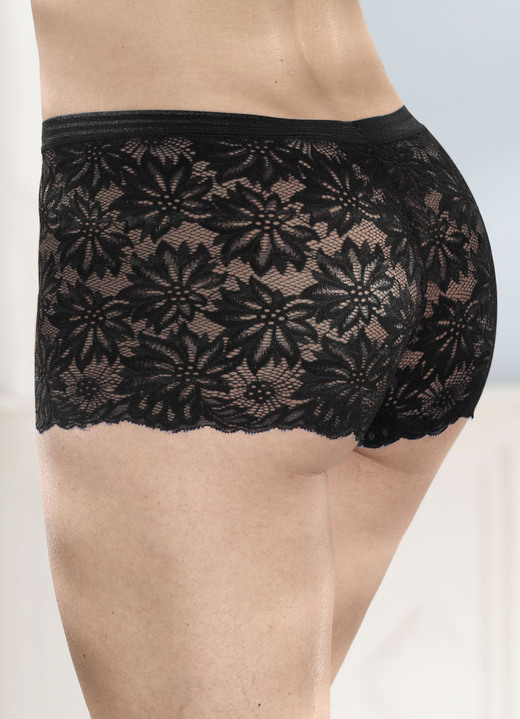 Dessous - Dreierpack Pants aus elastischer Spitze, in Größe 036 bis 050, in Farbe 1X AZURBLAU, 1X WEISS, 1X SCHWARZ Ansicht 5