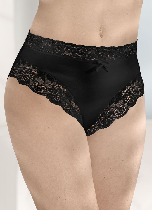 Slips - Viererpack Slips mit elastischer Spitze, in Größe 036 bis 050, in Farbe 2X WEISS, 2X SCHWARZ Ansicht 3