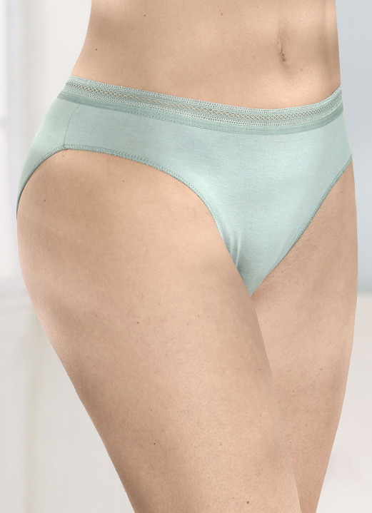 Slips - Viererpack Slips mit dekorativem Elastikbund, in Größe 036 bis 050, in Farbe 2X JADE, 2X WEISS Ansicht 2