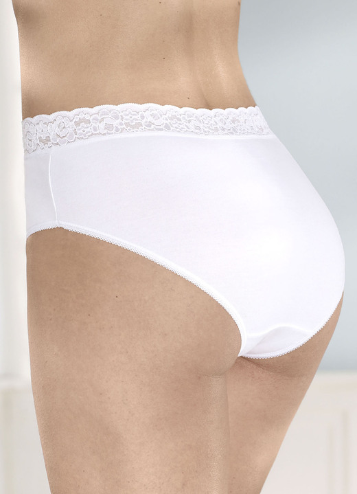 Slips - Viererpack Slips mit Katzenmotiv Ansicht 2 Slips - Viererpack Slips mit Katzenmotiv, in Größe 038 bis 052, in Farbe WEISS Ansicht 2