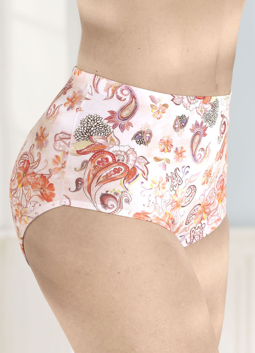Slips - Laurina Dreierpack Slips mit Gummizug im Bund Ansicht 2 Slips - Laurina Dreierpack Slips mit Gummizug im Bund, in Größe 040 bis 054, in Farbe 2X APRICOT-BUNT BEDRUCKT, 1X APRICOT Ansicht 2
