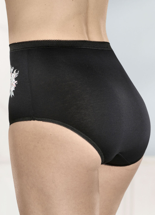 Slips - brio lingerie Viererpack Slips mit Blumenmotiv, in Größe 038 bis 058, in Farbe SCHWARZ Ansicht 2