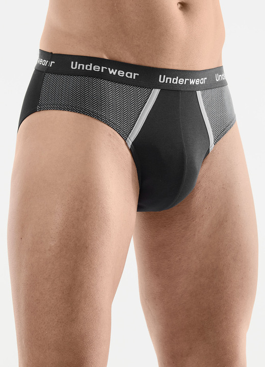 Slips & Unterhosen - Dreierpack Slips mit bedruckten Einsätzen, in Größe 004 bis 010, in Farbe 2X NAVY, 1X SCHWARZ Ansicht 2