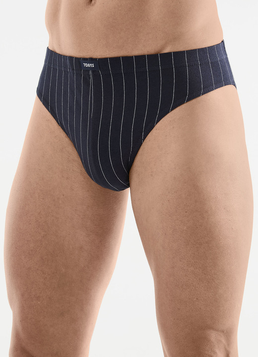 Slips & Unterhosen - Viererpack Slips mit Streifendessin, in Größe 3XL (9) bis XXL (8), in Farbe 1X MARINE, 1X SCHWARZ, 1X ANTHRAZIT MELIERT, 1X GR Ansicht 1