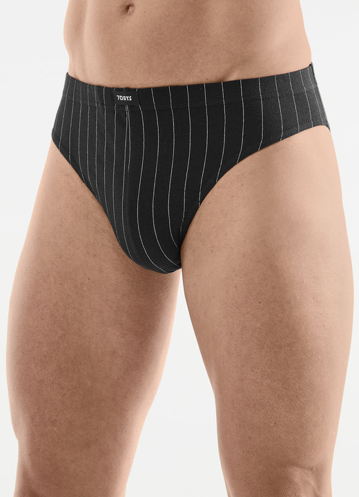 Slips & Unterhosen - Viererpack Slips mit Streifendessin, in Größe 3XL (9) bis XXL (8), in Farbe 1X MARINE, 1X SCHWARZ, 1X ANTHRAZIT MELIERT, 1X GR Ansicht 2