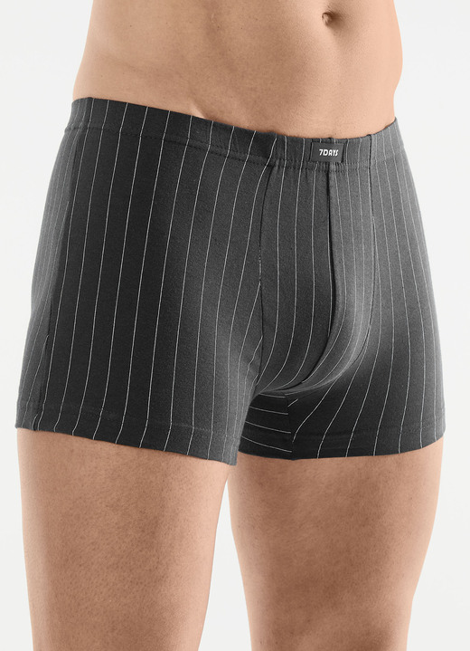 Pants & Boxershorts - Viererpack Pants mit Streifendessin, in Größe 3XL (9) bis XXL (8), in Farbe 1X MARINE, 1X SCHWARZ, 1X ANTHRAZIT MELIERT, 1X GR Ansicht 3