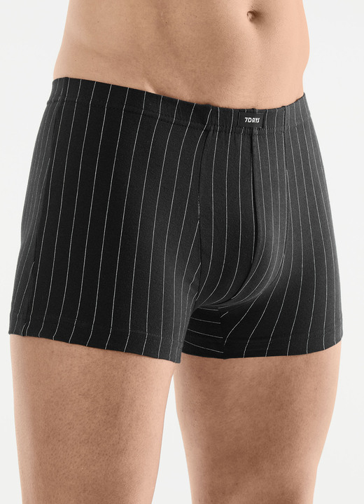 Pants & Boxershorts - Viererpack Pants mit Streifendessin, in Größe 3XL (9) bis XXL (8), in Farbe 1X MARINE, 1X SCHWARZ, 1X ANTHRAZIT MELIERT, 1X GR Ansicht 2