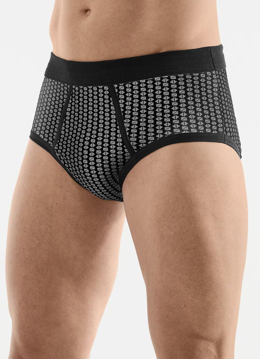 Slips & Unterhosen - Viererpack Slips mit Softbund, in Größe 005 bis 011, in Farbe 2X GRAU-SCHWARZ, 2X SCHWARZ-GRAU Ansicht 2