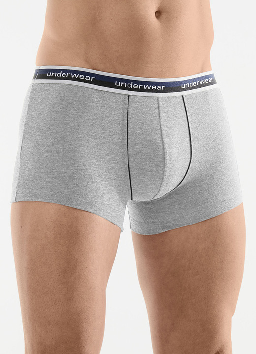 Pants & Boxershorts - Fünferpack Pants mit Elastikbund, in Größe 005 bis 011, in Farbe 3X JEANSBLAU MELIERT, 2X HELLGRAU MELIERT Ansicht 2