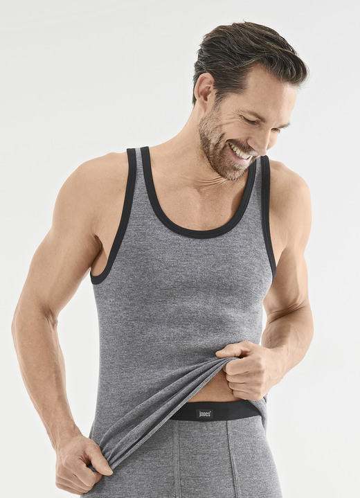 Unterhemden - Viererpack Sportjacken mit garngefärbtem Ringeldessin, in Größe 005 bis 014, in Farbe 4X SCHWARZ-WEISS Ansicht 2