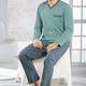 Schlafanzüge - Zweierpack Schlafanzüge mit V-Ausschnitt und offenen Abschlüssen , in Größe 046 bis 062, in Farbe 1X LAGUNE-RAUCHBLAU, 1X WACHOLDER-PETROL – Farbe 1X LAGUNE-RAUCHBLAU, 1X WACHOLDER-PETROL – Ansicht 4