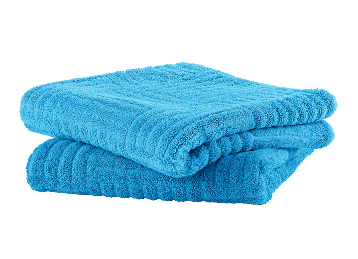 Frottier Handtücher - Flauschig weiche Frottier-Serie mit Hoch-Tief-Struktur, in Größe 200 (2 Handtücher, 50/100 cm) bis 204 (1 Duschtuch, 70/140 cm), in Farbe BLAU Ansicht 10
