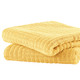Frottier Handtücher - Flauschig weiche Frottier-Serie mit Hoch-Tief-Struktur, in Größe 200 (2 Handtücher, 50/100 cm) bis 204 (1 Duschtuch, 70/140 cm), in Farbe WEISS – Farbe GELB – Ansicht 1