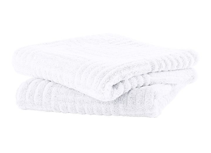 Frottier Handtücher - Flauschig weiche Frottier-Serie mit Hoch-Tief-Struktur, in Größe 200 (2 Handtücher, 50/100 cm) bis 204 (1 Duschtuch, 70/140 cm), in Farbe WEISS Ansicht 9