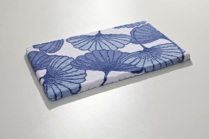 Badgarnituren - Badgarnitur mit Ginkgoblätter-Motiv, in Größe 100 (Vorleger halbrund, 50/ 80 cm) bis 112 (WC-Deckelbezug, 47/ 50 cm), in Farbe BLAU Ansicht 25