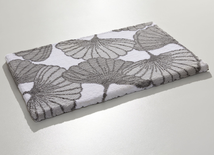 Badgarnituren - Badgarnitur mit Ginkgoblätter-Motiv, in Größe 100 (Vorleger halbrund, 50/ 80 cm) bis 112 (WC-Deckelbezug, 47/ 50 cm), in Farbe BLAU Ansicht 5