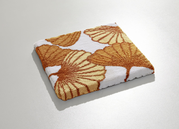 Badgarnituren - Badgarnitur mit Ginkgoblätter-Motiv, in Größe 100 (Vorleger halbrund, 50/ 80 cm) bis 112 (WC-Deckelbezug, 47/ 50 cm), in Farbe BLAU Ansicht 22