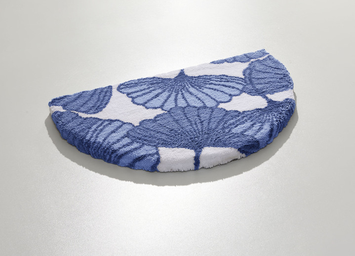 Badgarnituren - Badgarnitur mit Ginkgoblätter-Motiv, in Größe 100 (Vorleger halbrund, 50/ 80 cm) bis 112 (WC-Deckelbezug, 47/ 50 cm), in Farbe BLAU Ansicht 24