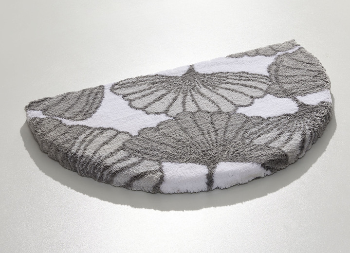 Badgarnituren - Badgarnitur mit Ginkgoblätter-Motiv, in Größe 100 (Vorleger halbrund, 50/ 80 cm) bis 112 (WC-Deckelbezug, 47/ 50 cm), in Farbe BLAU Ansicht 3