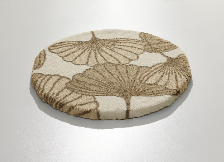Badgarnituren - Badgarnitur mit Ginkgoblätter-Motiv, in Größe 100 (Vorleger halbrund, 50/ 80 cm) bis 112 (WC-Deckelbezug, 47/ 50 cm), in Farbe BLAU Ansicht 13