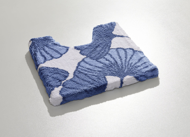 Badgarnituren - Badgarnitur mit Ginkgoblätter-Motiv, in Größe 100 (Vorleger halbrund, 50/ 80 cm) bis 112 (WC-Deckelbezug, 47/ 50 cm), in Farbe BLAU Ansicht 27