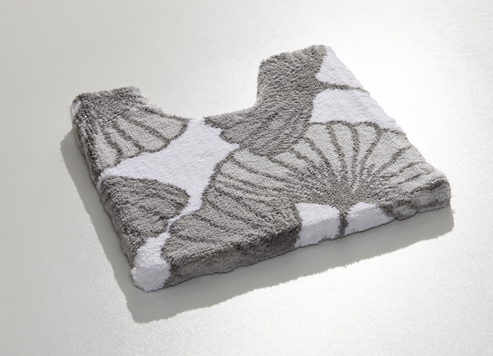 Badgarnituren - Badgarnitur mit Ginkgoblätter-Motiv, in Größe 100 (Vorleger halbrund, 50/ 80 cm) bis 112 (WC-Deckelbezug, 47/ 50 cm), in Farbe BLAU Ansicht 7