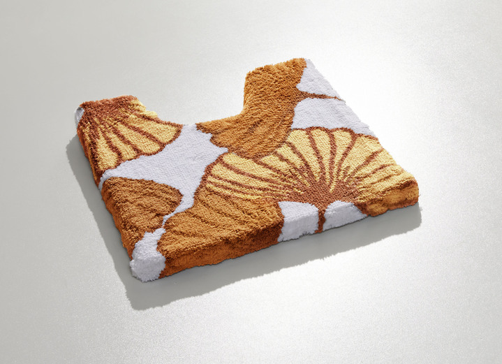 Badgarnituren - Badgarnitur mit Ginkgoblätter-Motiv, in Größe 100 (Vorleger halbrund, 50/ 80 cm) bis 112 (WC-Deckelbezug, 47/ 50 cm), in Farbe BLAU Ansicht 21