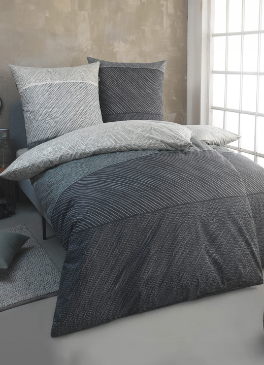 Bettwäschegarnituren - Kuschelweiche Bettwäsche-Garnitur aus Baumwolle, in Größe 112 (80/80 cm + 135/200 cm) bis 115 (80/80 cm + 155/220 cm), in Farbe BEIGE-GRAU Ansicht 2