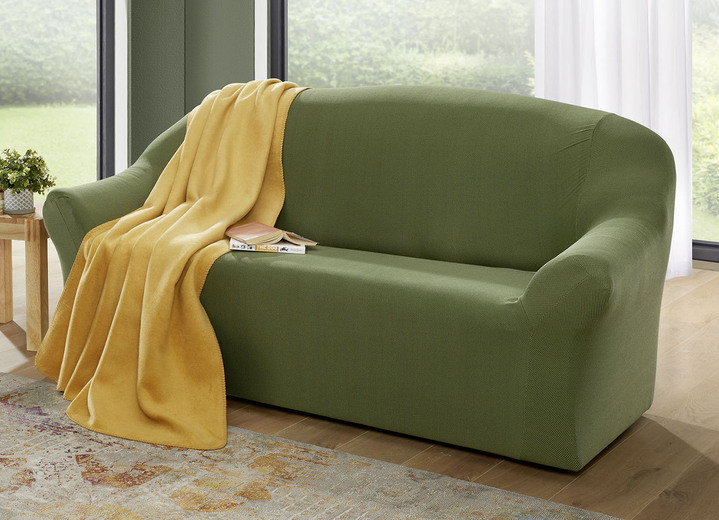 Sessel- & Sofaüberwürfe - Bi-elastische Stretchbezüge aus dem Hause Webana, in Größe 101 (Sesselbezug) bis 112 (Stuhlbezug, 2er-Set), in Farbe GRÜN Ansicht 1